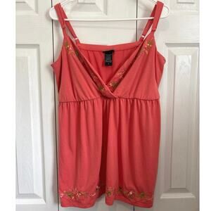 Torrid Y2K Pink Coral Babydoll Embroidered Tank Top Size 2x